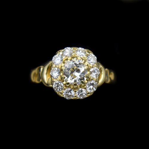 Antique Victorian Old Cut Diamond Cluster 18ct 18K Yellow Gold Ring 1.0ct total (1 of 9) Antique Victorian Old Cut Diamond Cluster 18ct 18K Yellow Gold Ring 1.0ct total (1 of 9)