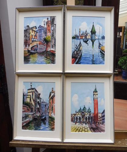 Set of 4 Watercolours Venice by Sirrol listed artist Aka Antonio Sirolli 1950s (1 of 10) Set of 4 Watercolours Venice by Sirrol listed artist Aka Antonio Sirolli 1950s (1 of 10)