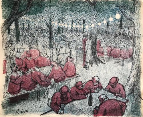 Original lithograph 'Beer Festival' by Richard Walker 1925-2009. Studio stamped. Framed (1 of 1) Original lithograph 'Beer Festival' by Richard Walker 1925-2009. Studio stamped. Framed (1 of 1)