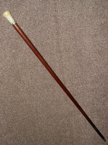 Antique Faux Ivory Pommel Topped Rosewood Walking Stick / Cane (1 of 13)