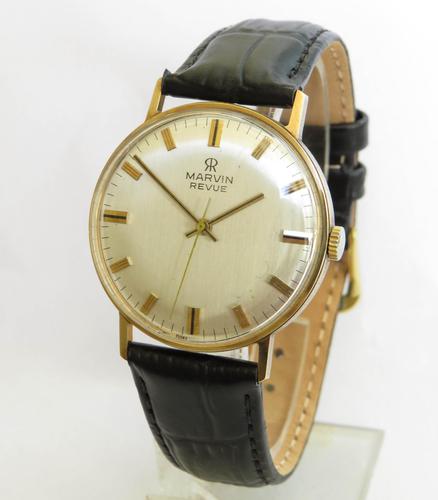 Gents 9ct Gold Marvin Revue Wrist Watch (1 of 4)