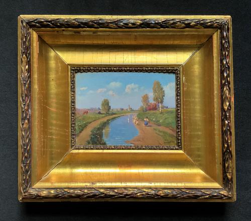 Josef Harencz Original Canal & Swan Landscape Oil Painting (1 of 10)