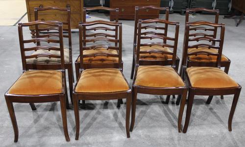 1920's Set of 8 Mahogany Bar Back Dining Chairs in Gold (1 of 3) 1920's Set of 8 Mahogany Bar Back Dining Chairs in Gold (1 of 3)