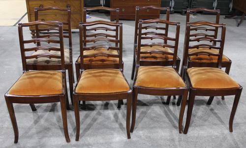 1920's Set of 8 Mahogany Bar Back Dining Chairs in Gold (1 of 3)