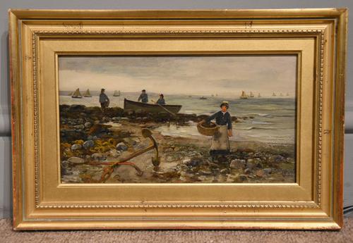 Oil painting by Arthur Wellesley Cottrell “Low Tide, Mumbles, South Wales” (1 of 4)