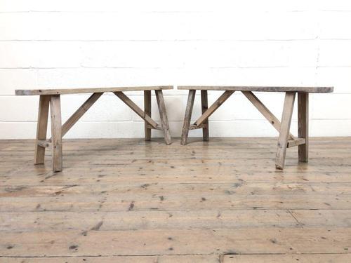 Pair of Antique Rustic Pine Benches (1 of 6)