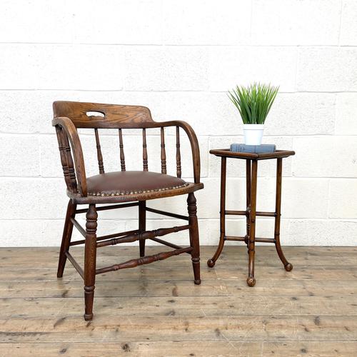 Antique Desk Chair with Leather Seat (1 of 10)