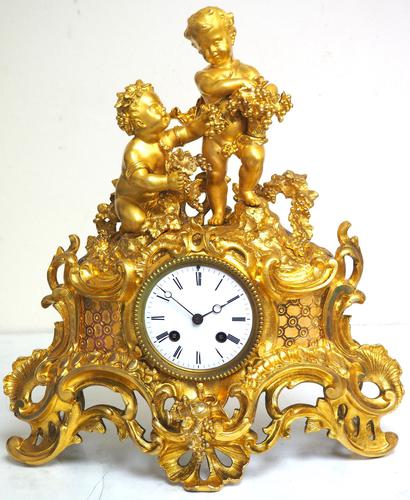 French Bronze Ormolu Mantel Clock Cherub (1 of 16)