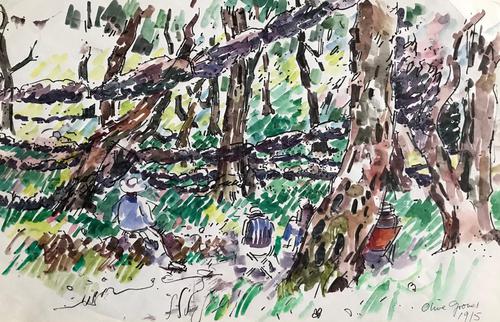 Original watercolour 'Sketching in the olive groves' by Ken Walch 1928-2017. Signed on the reverse. c.1970 (1 of 1) Original watercolour 'Sketching in the olive groves' by Ken Walch 1928-2017. Signed on the reverse. c.1970 (1 of 1)