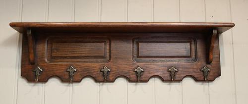 French Oak Wall Shelf With Hooks (1 of 5) French Oak Wall Shelf With Hooks (1 of 5)
