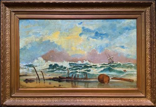 Large Spectacular 19th Century British Seascape Oil Painting - Shipwreck in Rough Seas! (1 of 13) Large Spectacular 19th Century British Seascape Oil Painting - Shipwreck in Rough Seas! (1 of 13)