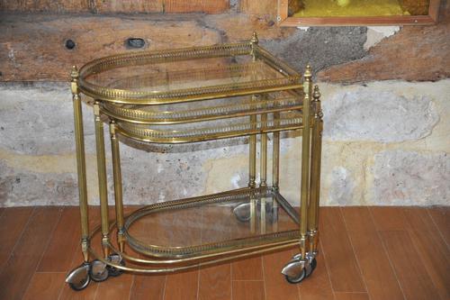 French Mid Century Nesting Brass Serving Drinks Trolleys (1 of 17)