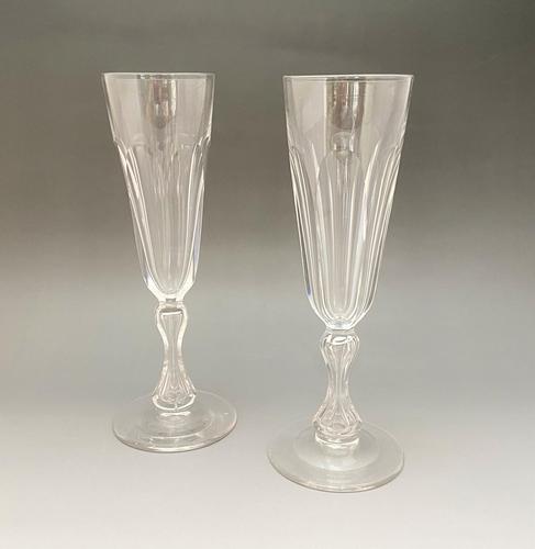 Fine Pair of Victorian Cut Glass Champagne Flutes (1 of 6)