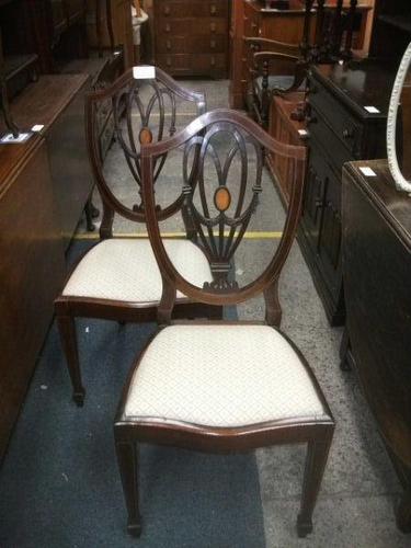 Pair of Shield Back Inlaid Mahogany Chairs (1 of 4)