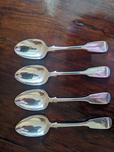 Set of Four Solid Silver Tea Spoons (1 of 5)