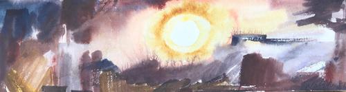 Original Watercolour 'Sunrise' by Ken Walch - Signed & Dated 1981 (1 of 1) Original Watercolour 'Sunrise' by Ken Walch - Signed & Dated 1981 (1 of 1)