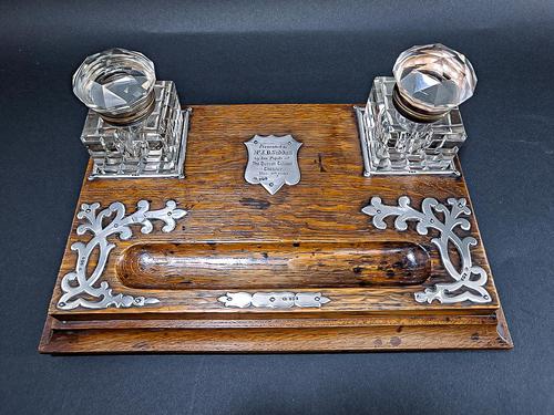 Edwardian Silver Mounted Inkwell & Stand (1 of 6) Edwardian Silver Mounted Inkwell & Stand (1 of 6)