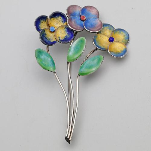 Bernard Instone Silver & Enamel Flower Brooch (1 of 3) Bernard Instone Silver & Enamel Flower Brooch (1 of 3)