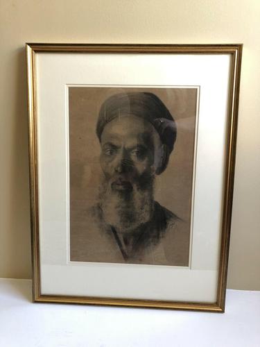 Charcoal Painting Of Man In Turban, Signed And Framed (1 of 9) Charcoal Painting Of Man In Turban, Signed And Framed (1 of 9)