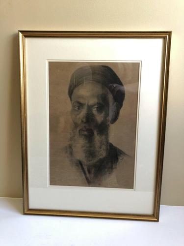 Charcoal Painting Of Man In Turban, Signed And Framed (1 of 9)