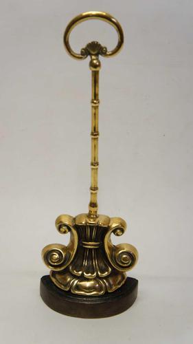 Georgian  15" Brass Door Stop,  Door Porter - Fleur De Lys (1 of 7)