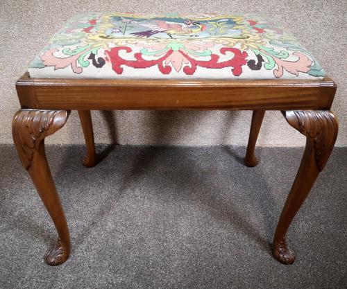 Carved Walnut Cabriole Leg Stool in the Queen Anne Style (1 of 8)