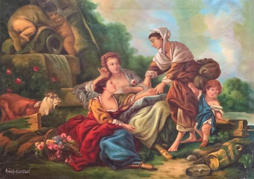 After Amos Cassioli - Large 20th Century Oil on Canvas Painting (1 of 12) After Amos Cassioli - Large 20th Century Oil on Canvas Painting (1 of 12)