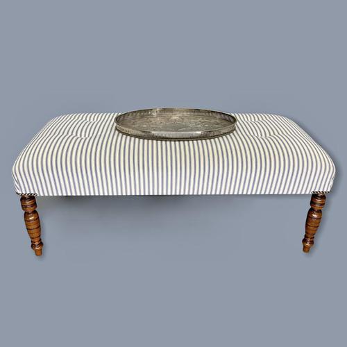 Buttoned Ticking Low Footstool (1 of 8) Buttoned Ticking Low Footstool (1 of 8)