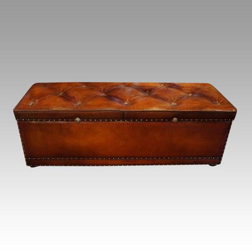 Large Victorian Leather Ottoman (1 of 9)