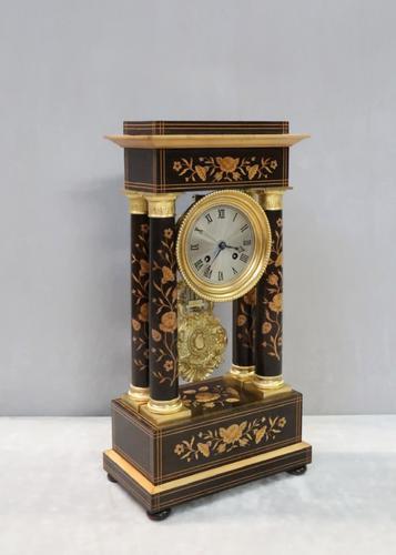 French Ebonised and Inlaid Portico Mantel Clock (1 of 10) French Ebonised and Inlaid Portico Mantel Clock (1 of 10)