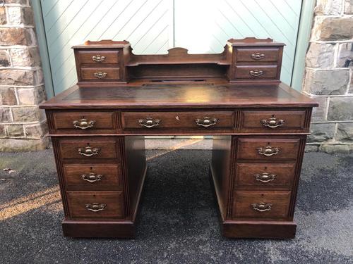 Antique Oak Pedestal Writing Desk (Pri) (1 of 13)