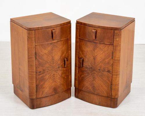 Pretty Pair of Walnut Art Deco Bedside Cabinets (1 of 7) Pretty Pair of Walnut Art Deco Bedside Cabinets (1 of 7)