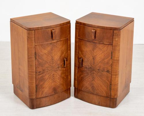 Pretty Pair of Walnut Art Deco Bedside Cabinets (1 of 7)