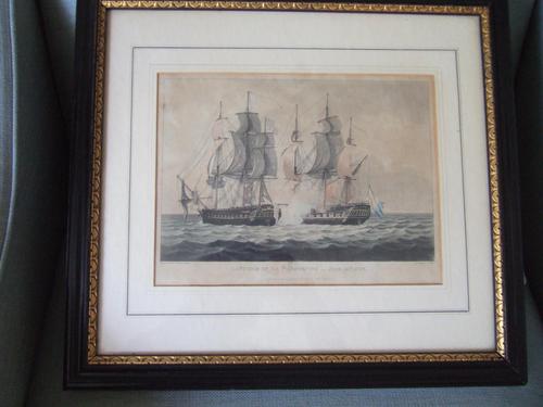 19th Century Aquatint of "The Capture of La Proserpine - June 13th 1796" Dated 1816, from Jenkins "Naval Achievements of Great Britain" (1 of 6)