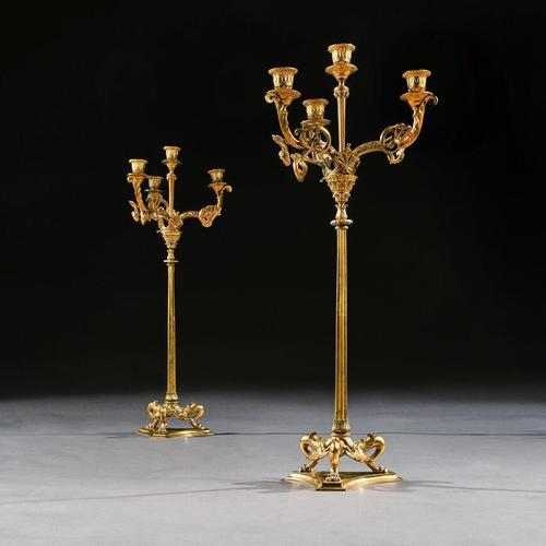 Elegant Pair of 19th Century Gilt Brass Candelabra by Elkington & Co (1 of 9) Elegant Pair of 19th Century Gilt Brass Candelabra by Elkington & Co (1 of 9)