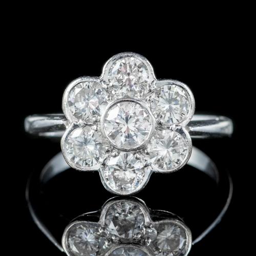 Antique Edwardian Diamond Daisy Cluster Ring Platinum 2ct of Diamond c 1910 (1 of 5)