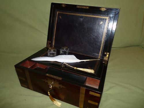 Brass Bound Rosewood Writing Box Exceptional Condition. (1 of 13) Brass Bound Rosewood Writing Box Exceptional Condition. (1 of 13)