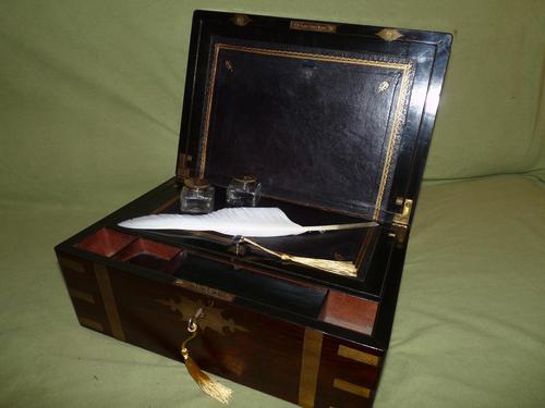 Brass Bound Rosewood Writing Box Exceptional Condition. (1 of 13)