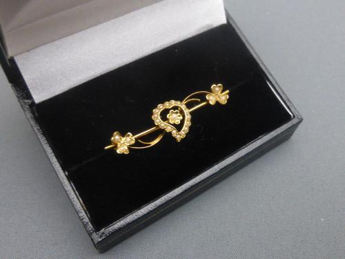 Edwardian 15ct Gold & Pearl Heart Brooch (1 of 5)