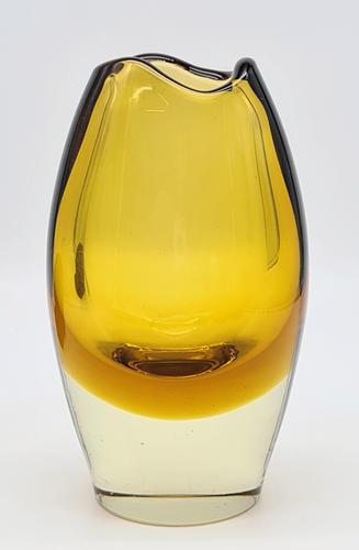 Flavio Poli for Seguso Vintage Murano Glass Golden Amber Vase (1 of 7)