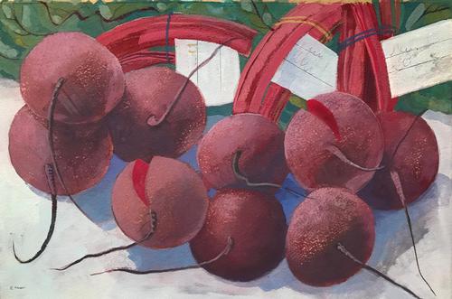 Original Gouache 'Round Red Beet' by Elaine Nason. c.1989 (1 of 1) Original Gouache 'Round Red Beet' by Elaine Nason. c.1989 (1 of 1)