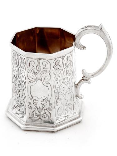 Early Victorian Octagonal Silver Christening Mug (1 of 6)