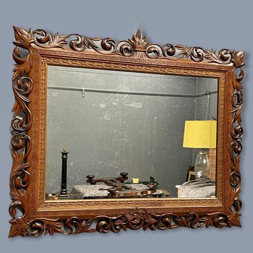 Fret Carved Limewood Overmantle Mirror (1 of 8)