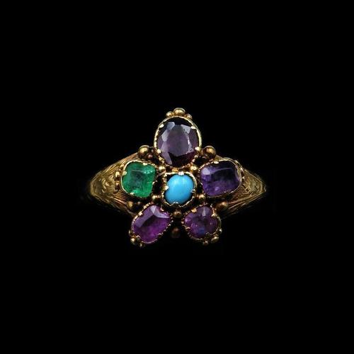 Antique Georgian Multi Gemstone Pansy Cluster 18ct Gold Ring (1 of 9) Antique Georgian Multi Gemstone Pansy Cluster 18ct Gold Ring (1 of 9)