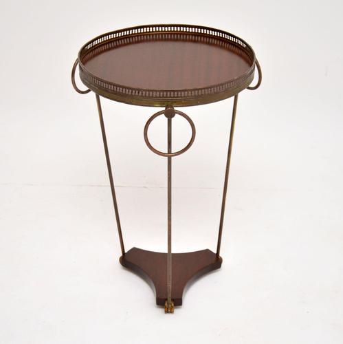 Brass & Mahogany French Side Table c. 1950’s (1 of 7)