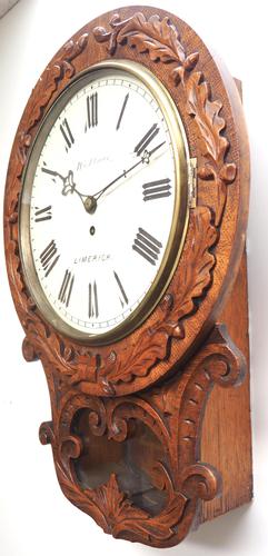 Rare Antique Irish Drop Dial Wall Clock 8 Day Single Fusee Movement Dial Signed Wallace of Limerick (1 of 9)