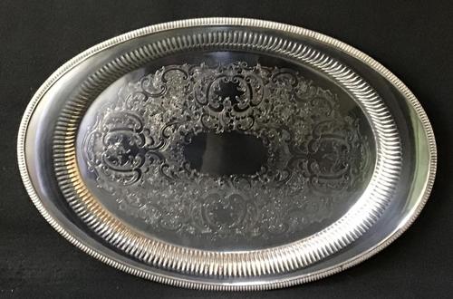 Large Oval Chased Silver Plated Butlers Tray (1 of 4) Large Oval Chased Silver Plated Butlers Tray (1 of 4)