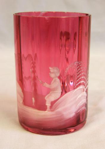 Antique 1900 Mary Gregory Cranberry Glass Mug (1 of 6) Antique 1900 Mary Gregory Cranberry Glass Mug (1 of 6)