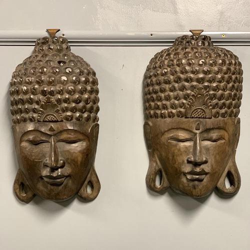 Pair of c19th Carved Indian Masks (1 of 6)