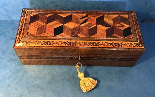 Victorian Burr Holly Glove Box with Tunbridge Ware Inlay (1 of 9)